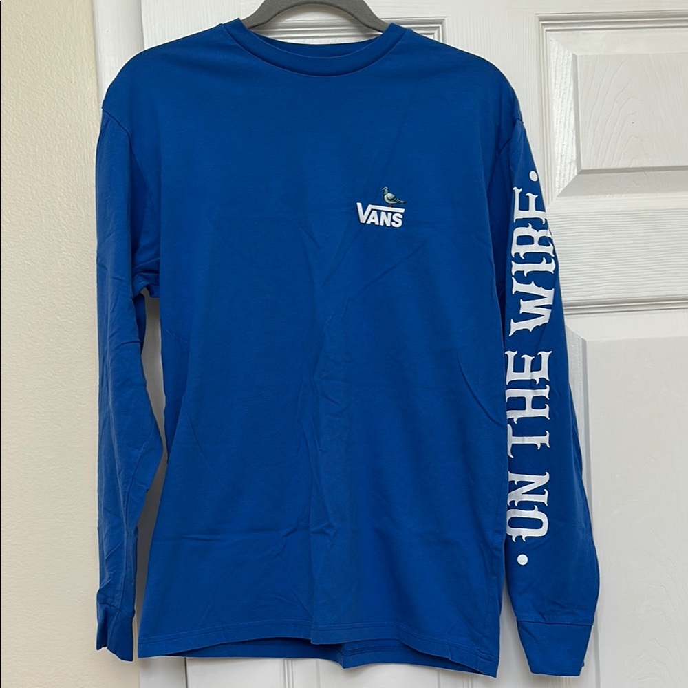 Vans Off The Wall Blue Long Sleeve Tee with Iconic Logo